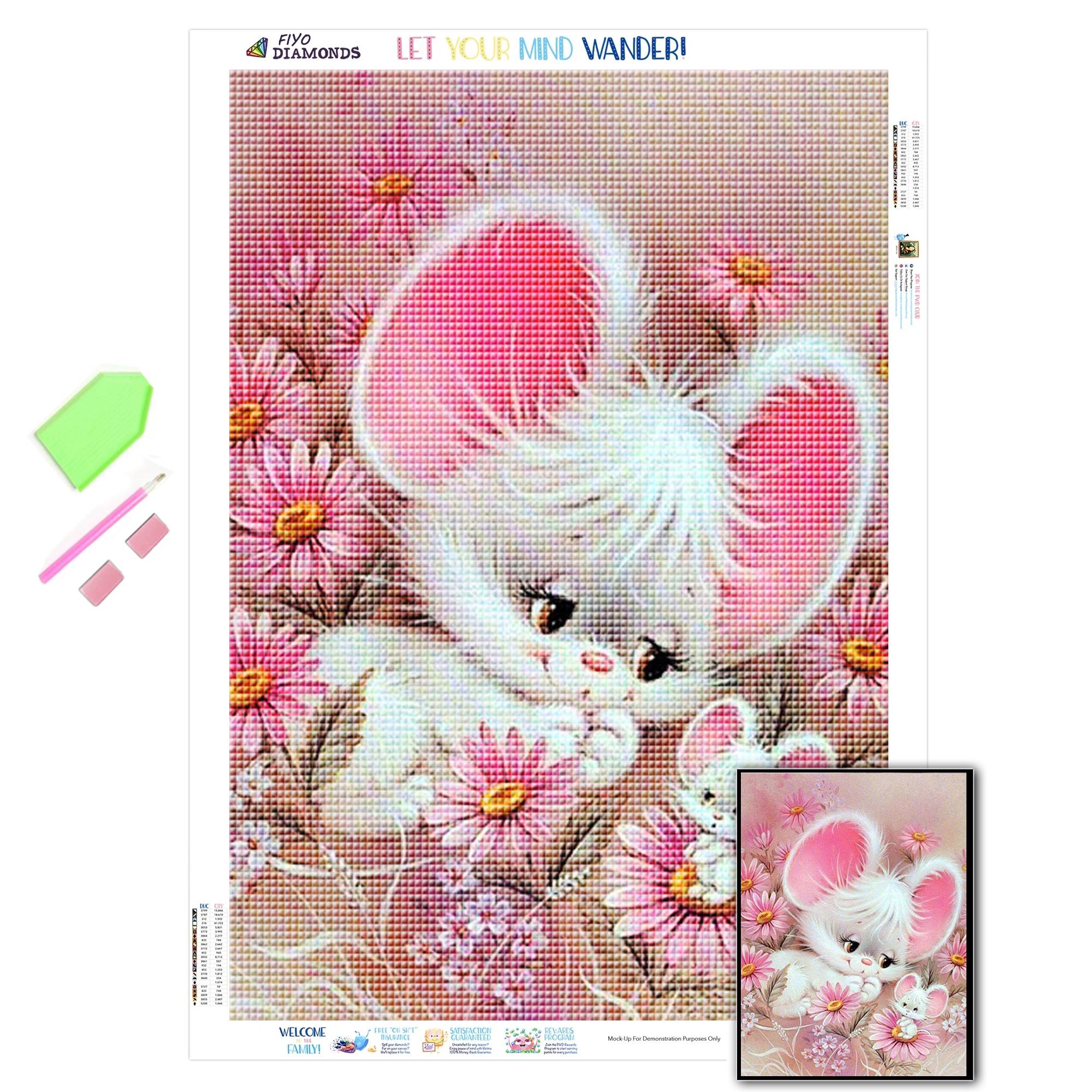 Белая мышь, вышивка в алмазном квадратном/круглом цветке, алмазная вышивка крестиком, комплект для украшения дома